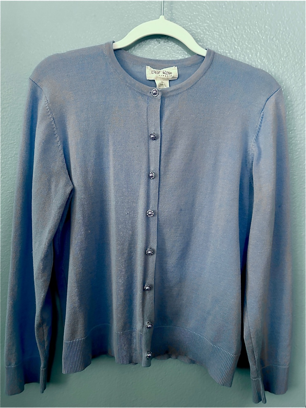 Light Blue Button-Front Cardigan Sweater For Women XL